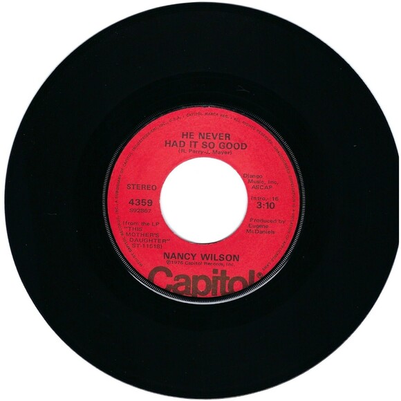 Nancy Wilson - In My Loneliness/He Never Had It So Good - Capitol 45 RPM Vinyl - Picture 2 of 2